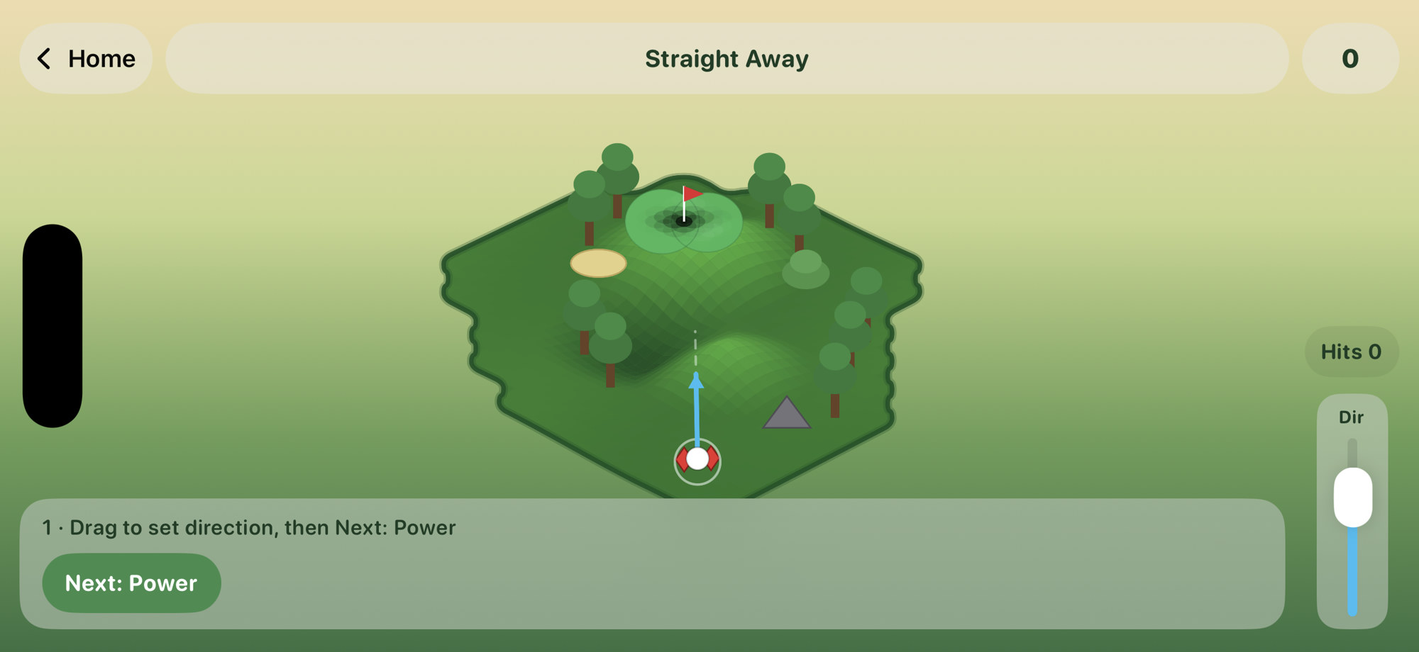Beapnow Mini Golf on iPhone — aim toward the green on Straight Away
