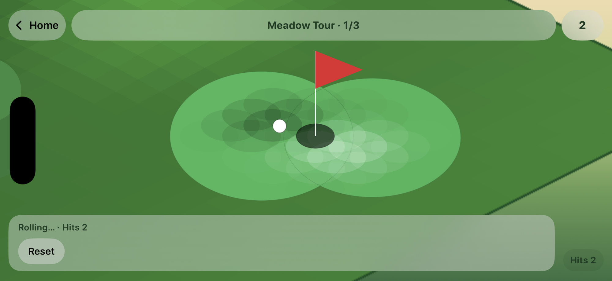 Putting green zoom with ball near the cup